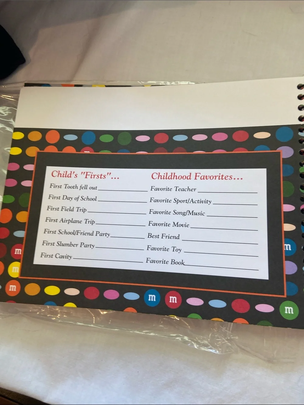 M&M'S School Memory Album with Red, Blue, Orange, Green, Yellow Characters